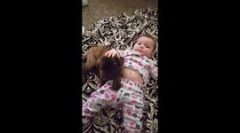 Baby and puppy