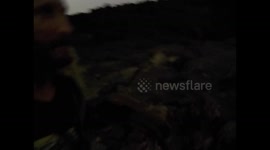 Ethiopia. Danakil Depression tour (31) Erta Ale volcán. Going down with sunrise. 2016