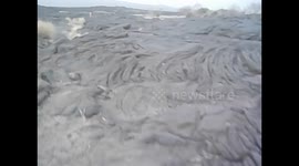 Ethiopia. Danakil Depression tour (32) Erta Ale volcán. Going down with light. Lava field.. 2016