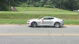 Chevy Camaro Wrapped in Wedding Tulle
