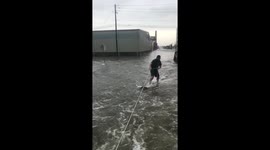 Street surfing in the Texas floods
