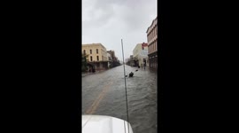 Kayaking flooded streets of downtown galveston