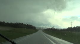 Road turns to Ice in Montana - May 18 2014
