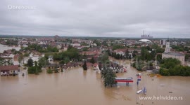Aerial footage of Serbian floods