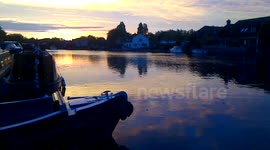 Red sky over Runnymede Egham despite yellow weather warnings