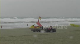 Bournemouth beach 23 May 2014 as storms batter the south coast of UK
