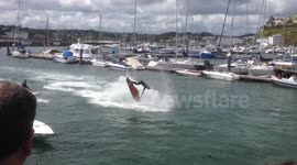 Jetski backflips in Torquay harbour