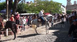 Mexican Street Scene with Dancing Horses - 1