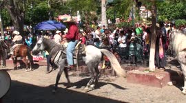 Mexican Street Scene with Dancing Horses - 2