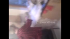 Students make a fairy liquid foam party in their kitchen 02