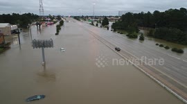 Man stuck in Houston hotel uses drone to film flooding