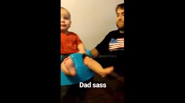 Dad's sassy reaction to baby ignoring him