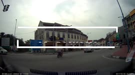 Biker nearly sent flying when another motorcyclist pulls out