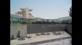Qatar. Doha. Sheraton Park. Drum fountain. Fuente batería con platos. 2016