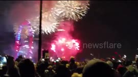 Big Ben Fireworks as seen from Waterloo Bridge at New Year