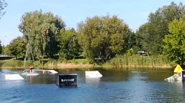 Huge crash of a Pro having fun jumping and wakeboarding