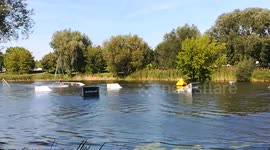 Another Big Crash caught live wake board water sport
