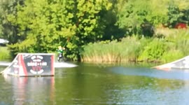 Watch this wakeboarder crashing hard into the water