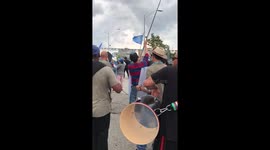 Union workers protesting at pearson airport...