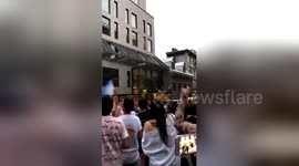 Newsflare Edit - Little Monsters outside gagas hotel singing after the pizza https://t.co/snEJFzrldQ