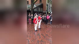 Newsflare Edit - British Red Coat Soldiers in Boston Affix Bayonets and Charge the Crowd