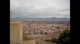 España. Spain. Alicante. Castillo Santa Barbara castle. Vistas playa Postiguet e interior. Views from inside. 2016