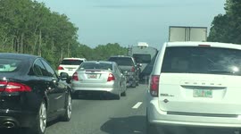 Newsflare Edit - Highway backed up as people evacuate Florida