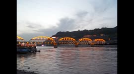 China. Lanzhou. Yellow river Huang He and chinese dancing alone. 2015