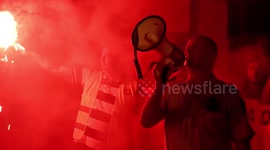 Police and firefighters protest in Greece