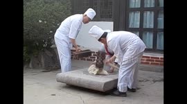 North Korea. DPRK. Kaesong (9) Preparing green beans pancakes. 2015
