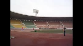 North Korea. DPRK. Pyongyang II (7) Views inside stadium previous day marathon.