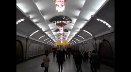 North Korea. DPRK. Pyongyang III. Metro. Subway. Mosaics. Fist stop, station.. 2015 (1)