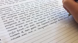 Father shows difference between handwriting in boys and girls