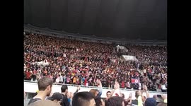 North Korea. DPRK. Pyongyang. Marathon 1. Full stadium before starting. 2015