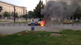 Car burns Berlin Friedrichshain