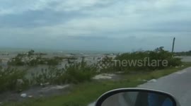 Storm surge Battered coast hurricane Irma Nassau Bahamas