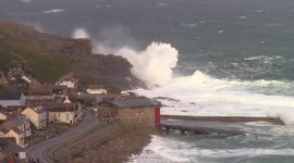 Huge waves pound UK's Cornwal