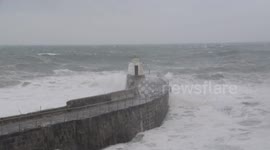 Big waves hit Portreath in North Cornwall