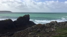 Giant waves hit Cornwall in the UK