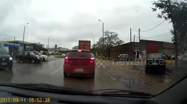 Dashcam captures motorbike crash in Montevideo