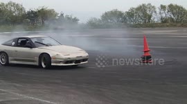 Ebisu drift school Dorigaya lesson 1 circle the cone 180sx turbo  Japan near Nihonmatsu