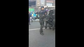 Armed police outside Parsons Green Station