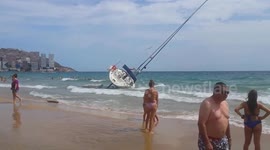 Sailboat stuck on the Levante beach
