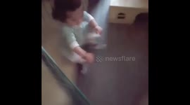 ADORABLE BABY GRABS BUNNY WITH NO FEAR