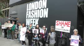 Anti-fur protesters demonstrate at London Fashion Week