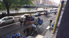 Dublin Fans on horse and carraiges on way to All Ireland Final
