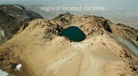 Highest located slackline over watets at Mount Sabalan, Iran, 4811m