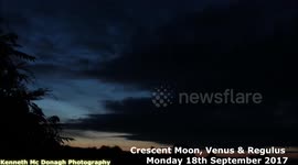 The Moon, Venus, Regulus and a Sundog at Sunrise