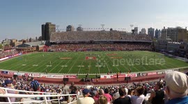 F18 Hornet Flyover during Montreal Football Game
