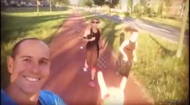 Mom running with daughters